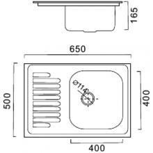 Чертеж мойки для кухни из нержавеющей стали Frap FD65065